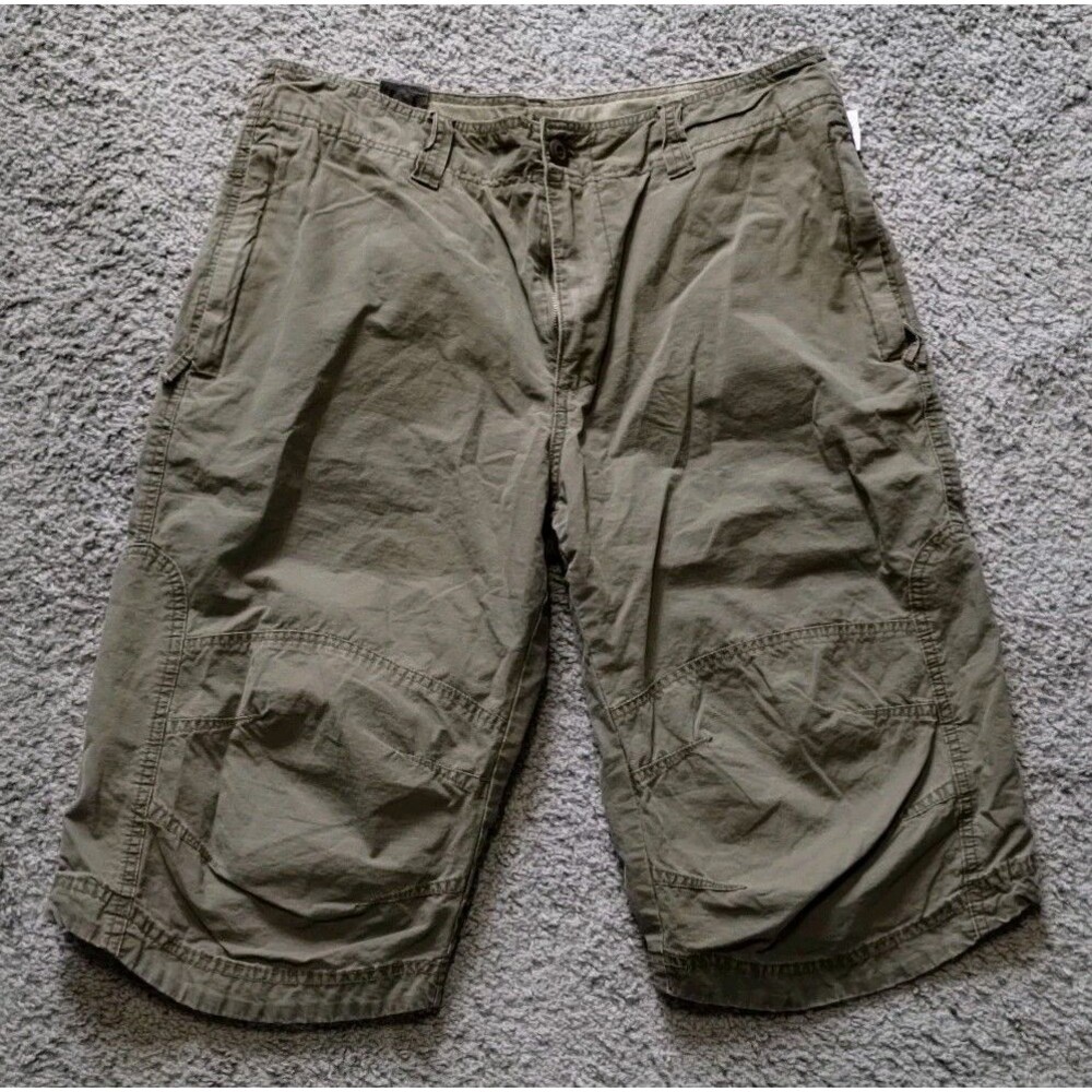 Carbon Rue21 Men's Size 34 Shorts Green Brown Cargo Style Zip Pockets